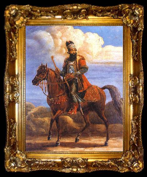 framed  Aleksander Orlowski Persian dignitary on horseback, ta009-2